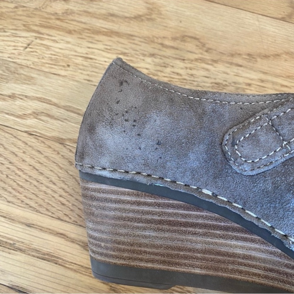 Dansko Taupe Suede Mary Jane Wedge Shoes - Picture 9 of 13